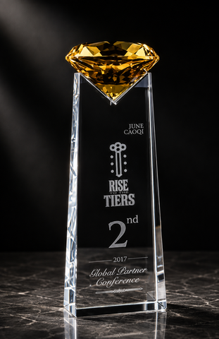 Golden Gem Column Crystal Trophy - custom crystal awards with your logo